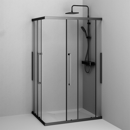 W84G-403-12080-BТ Душевое ограждение AM.PM Func Square Slide 120х80, черный, прозрачное