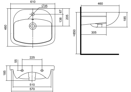 Раковина AQUATON Акварель 60 1WH110195