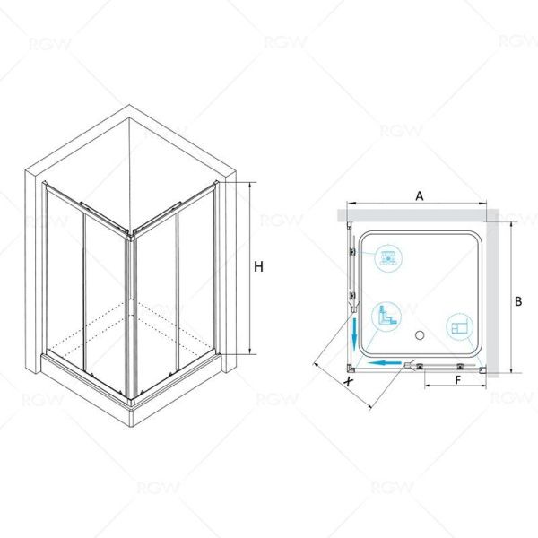 Душевой уголок RGW CL-32 04093299-51 стекло шиншилла 90х90