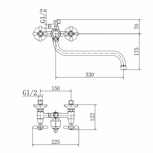 Смеситель для ванны FASHUN A2227, хром