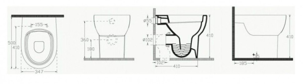 Унитаз ISVEA Absolute приставной 347*500*410 белый 10AB10002SV
