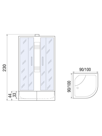 Душевая кабина МОНОМАХ МОНОМАХ XL Б/К 100/44 С МЗ 1000х1000х2300мм