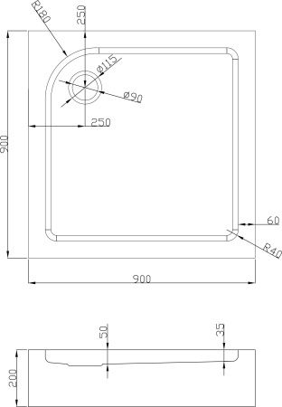 Душевой поддон Roxen Caspia 54060-90 (90*90)