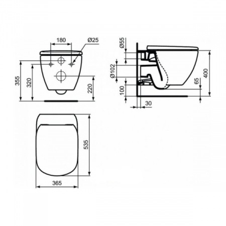 Унитаз подвесной Ideal Standard Tesi Rimless T355101 сиденье с микролифтом