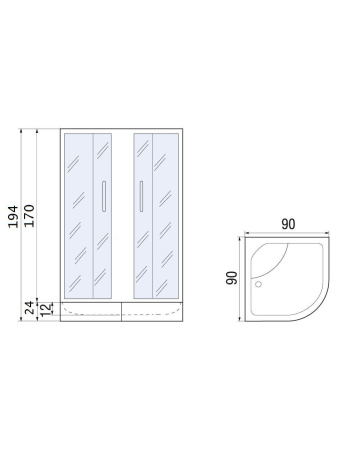 Душевой уголок River DON 90/40 MT с поддоном