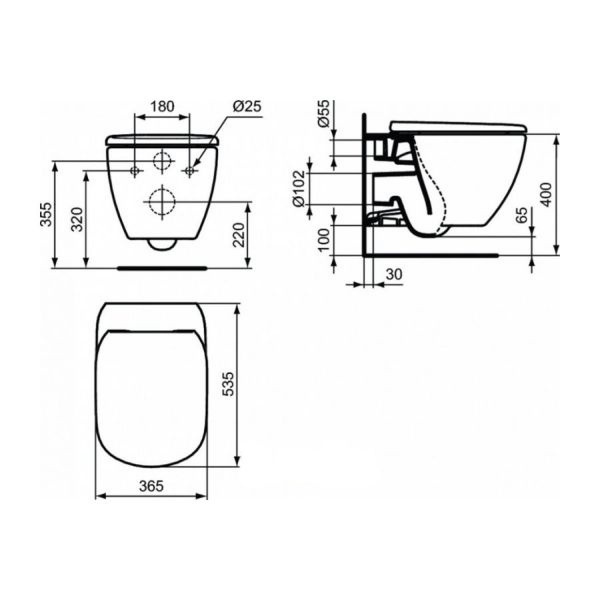 Унитаз подвесной Ideal Standard Tesi Rimless T355101 сиденье с микролифтом