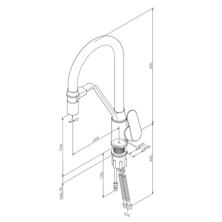 F8007827_xxx Like, Смеситель для кухни AM.PM с каналом для питьевой воды и гибким изливом, черн., синий