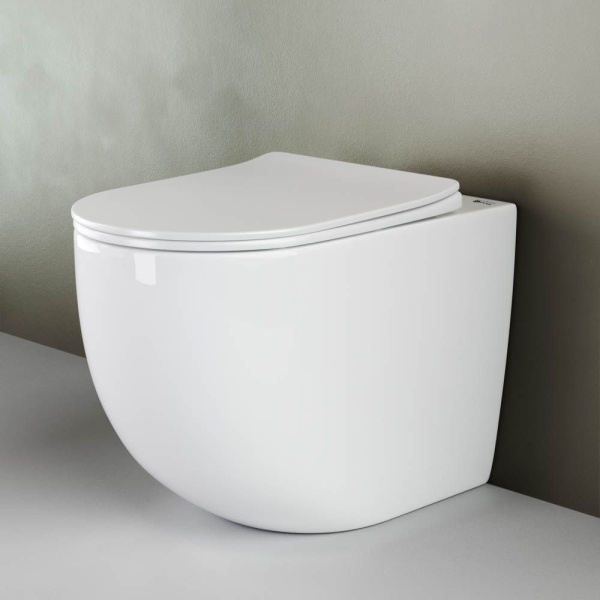 Напольный приставной унитаз Ceramicanova Mia Rimless, Белый, CN1810