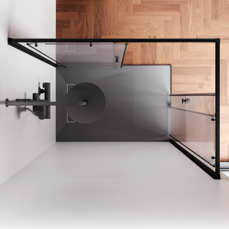 W94G-403-12080-BТ Душевое ограждение AM.PM X-Joy Square Slide 120х80, черный, прозрачное