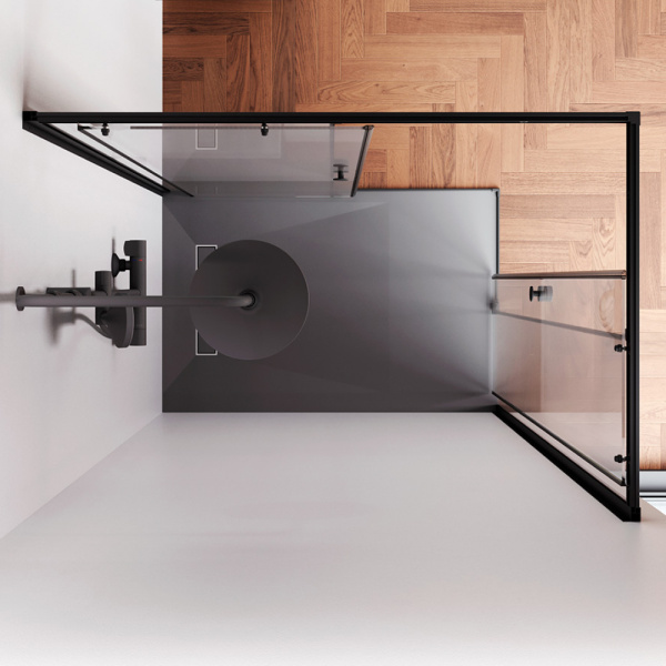 W94G-403-120280-BT1K X-joy Душевое ограждение AM.PM прямоугольное,раздвиж.двери 120x80 черный мат.