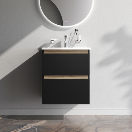 M85AFHX0552BM X-Joy База под раковину AM.PM, подвесная, 55 см, 2 ящика, черный матовый