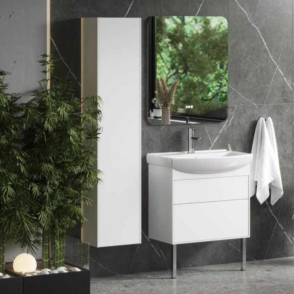 Тумба под умывальник Belux Клермонт напольная 70-02, белый глянцевый