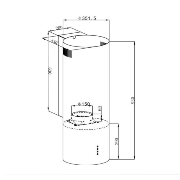 Кухонная вытяжка HOMSair ART 1050WL 35 ЧЕРНЫЙ