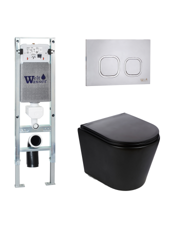 Комплект инсталляции с унитазом Weltwasser AMBERG 350 ST + SALZBACH 043 MT-BL + AMBERG RD-MT CR