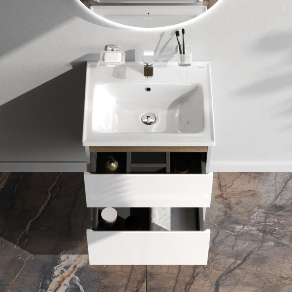 M85AFHX0552WG X-Joy База под раковину AM.PM, подвесная, 55 см, 2 ящика, белый глянец