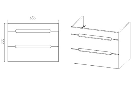 Тумба VIANT "Марсель" COMO 70 2 ящика подвесная 380х460x500 (VMAR70CO-T2YP)