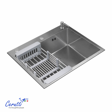 Мойка GLORIA60 nano embos (матовый хром) кухонная из нержавеющей стали (600х500х220) Ceruttispa