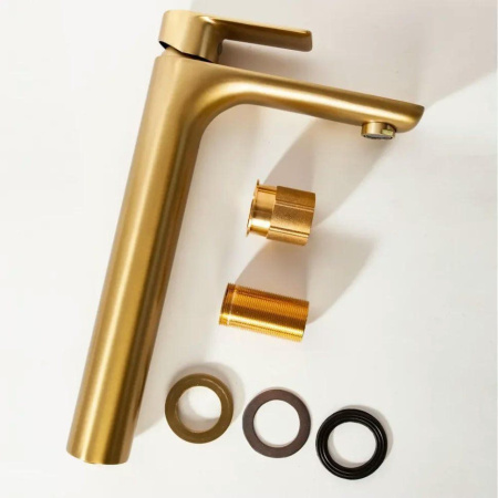 Cмеситель для раковины Высокий Hansberge H2099 Золото матовый