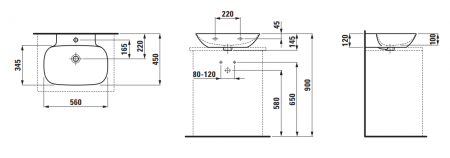 Умывальник Laufen Ino 8163020001091 56x45x12