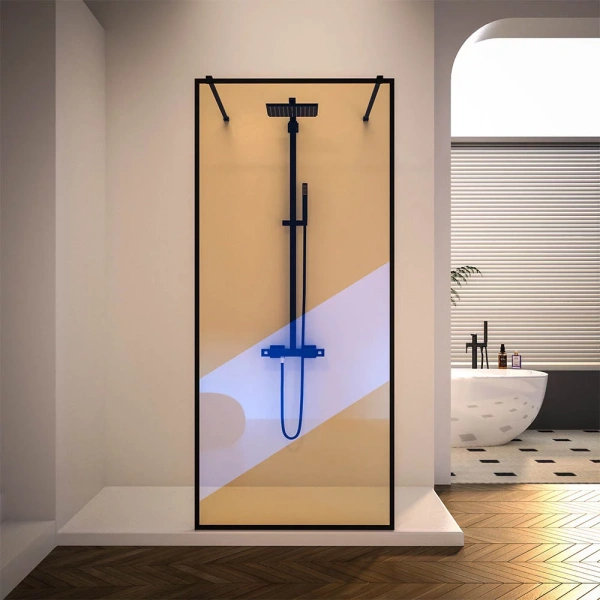 Душевая перегородка Veconi Korato KR-90BС, 1100x2000, черный матовый, хамелеон
