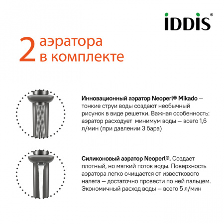 Смеситель для умывальника IDDIS Push Control Slide SLIGMBTi01 с инновационным управлением, графит