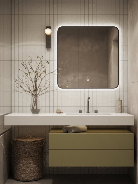 Зеркало Reflexon Night RX6150NT с фронтальной подсветкой, к/с, диммером 800х800