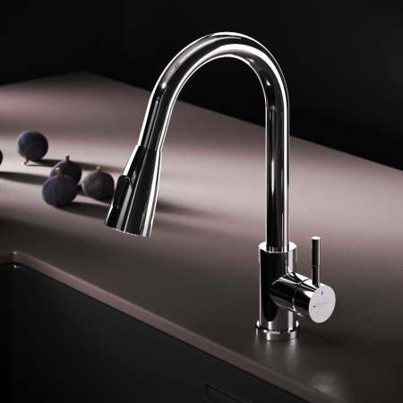 F85B07500 X-Joy S, Смеситель для кухни AM.PM с вытягивающимся изливом, хром