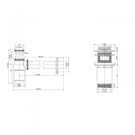 Набор 2 в 1 Wellsee Drainage System 182103001, сифон для раковины, донный клапан, хром