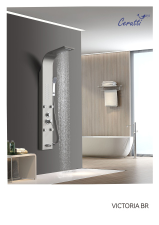 Панель VICTORIA BR душевая из нержавеющей стали с форсунками Ceruttispa CT9980, цвет матовая нержавеющая сталь