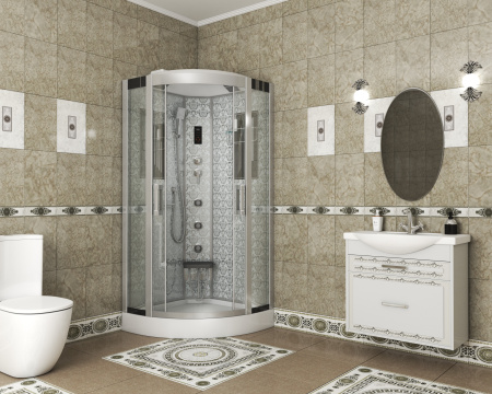 Душевая кабина Niagara Luxe NG-7715W (90x90х215) низкий поддон(15см),дверь раздвижная,стенки серебро