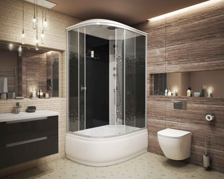 Душевая кабина Niagara Eco NG-7510-14R BLACK (120х80х215) высокий поддон(40см),стекло мозаика,4 места