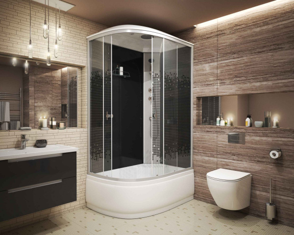 Душевая кабина Niagara Eco NG-7510-14R BLACK (120х80х215) высокий поддон(40см),стекло мозаика,4 места