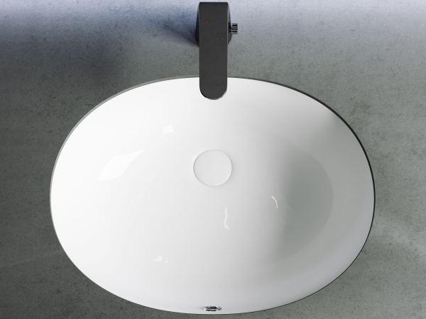 Умывальник овальный встраиваемый под столешницу Ceramicanova Element 560*420*195мм, с крепежом и шаблоном для установки, Белый, CN6043