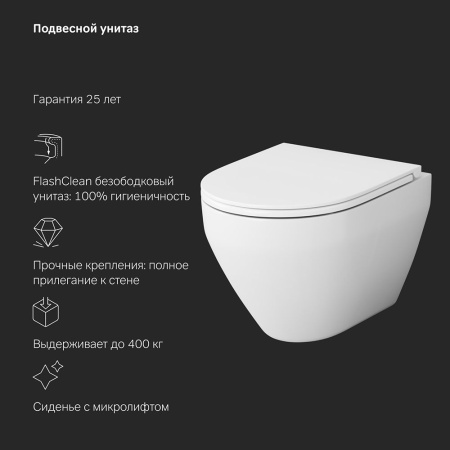 IS47031.701700 Инсталл с клавишей Pro S мат никель с подвесным унитазом Spirit V2.0 FlashClean с сиденьем м/лифт