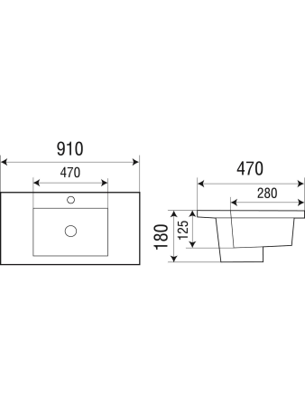 Раковина врезная WeltWasser WW SK DEILBACH 7506-90 MT-BL