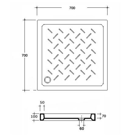 Душевой поддон квадратный керамический RGW CR 19170177-01 70х70х10 см