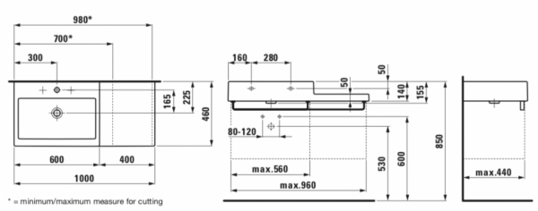 Умывальник Laufen Living City 8184320001081 100x46x14