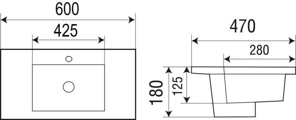 Раковина врезная WeltWasser WW DEILBACH 7506-60 MT-BL матовая черная 600х470х180