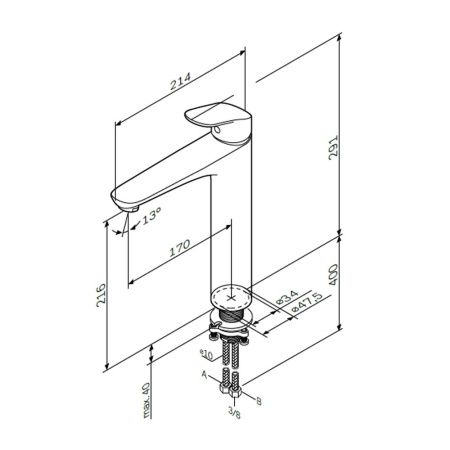 F8092000 Like, Смеситель для умывальника AM.PM излив 170 мм, хром.