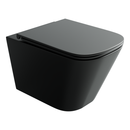 Подвесной унитаз Ceramicanova Union Торнадо безободковый, с ультратонким сиденьем с микролифтом и функцией быстрого снятия, с креплением скрытого монтажа, цвет черный матовый CN4009TMB