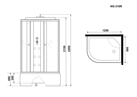 Душевая кабина Niagara Ultra NG-310-01R (120х80х220) высокий поддон(48см),стекло матовое,4 места