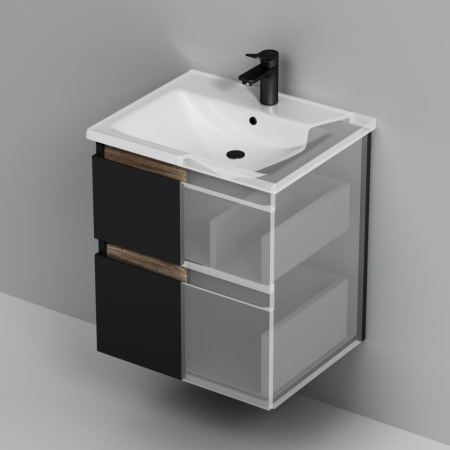 M85AFHX0552BM X-Joy База под раковину AM.PM, подвесная, 55 см, 2 ящика, черный матовый