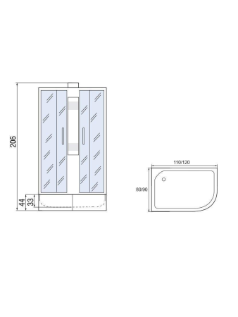 Душевая кабина МОНОМАХ МОНОМАХ Б/К 110/80/44 МЗ L 1100х800х2060мм