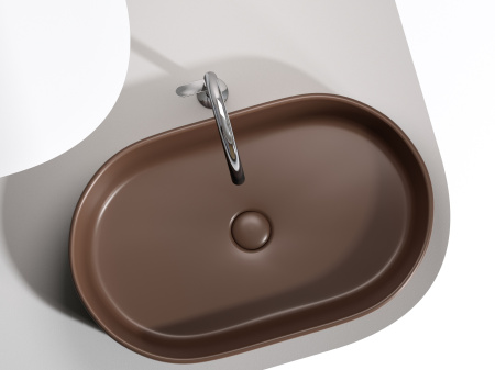 Умывальник чаша накладная овальная Ceramicanova Element 608*385*122мм, Темно-коричневый матовый, CN6048MDB