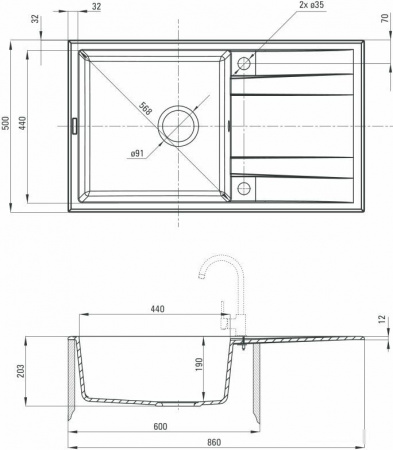 Кухонная мойка Deante Eridan ZQE T113