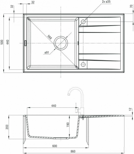 Кухонная мойка Deante Eridan ZQE T113