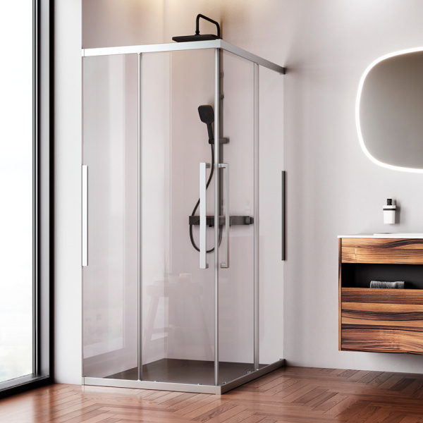 W84G-403-12090-MT Душевое ограждение AM.PM Func Square Slide 120х90, мат хром, прозрачное