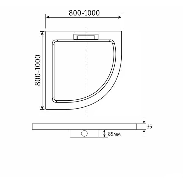 Душевой поддон полукруглый RGW GWS-31 03150499-01 90х90х3.5 см