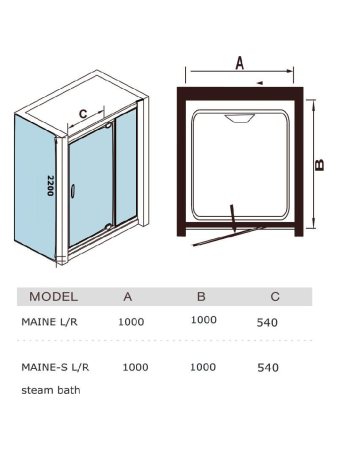 Душевая кабина WeltWasser WW MAINE-1 L 100/100 1000х1000х2270мм