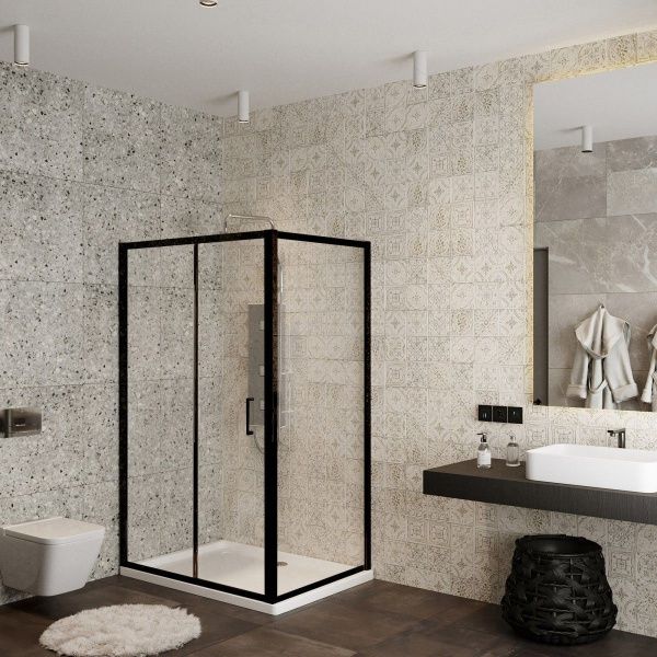 Душевой уголок Roxen Caspia 55060-100B-L 100x80 левый, прозрачное стекло/профиль черный